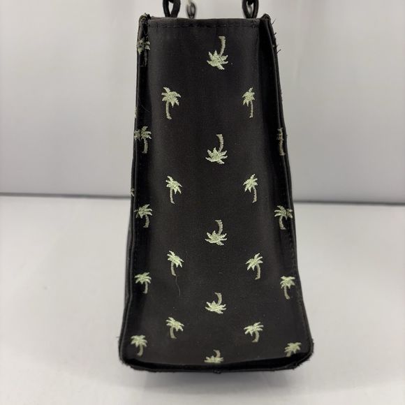 Sunny Hawaii Bamboo Handles Black Palm Trees Snap Closure Purse Handbag - Picture 3 of 16